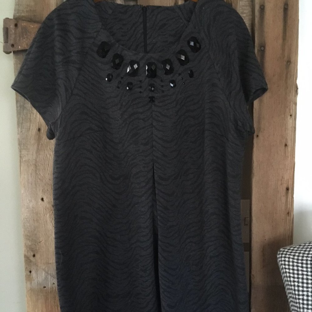 Relativity 1X animal print dress with gem accent